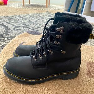 Doc Martens black fur boots